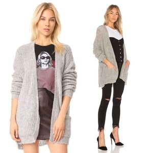 Free People Alpaca Cardigan Sweater Boho Gray Grannycore Cottagecore Relaxed M